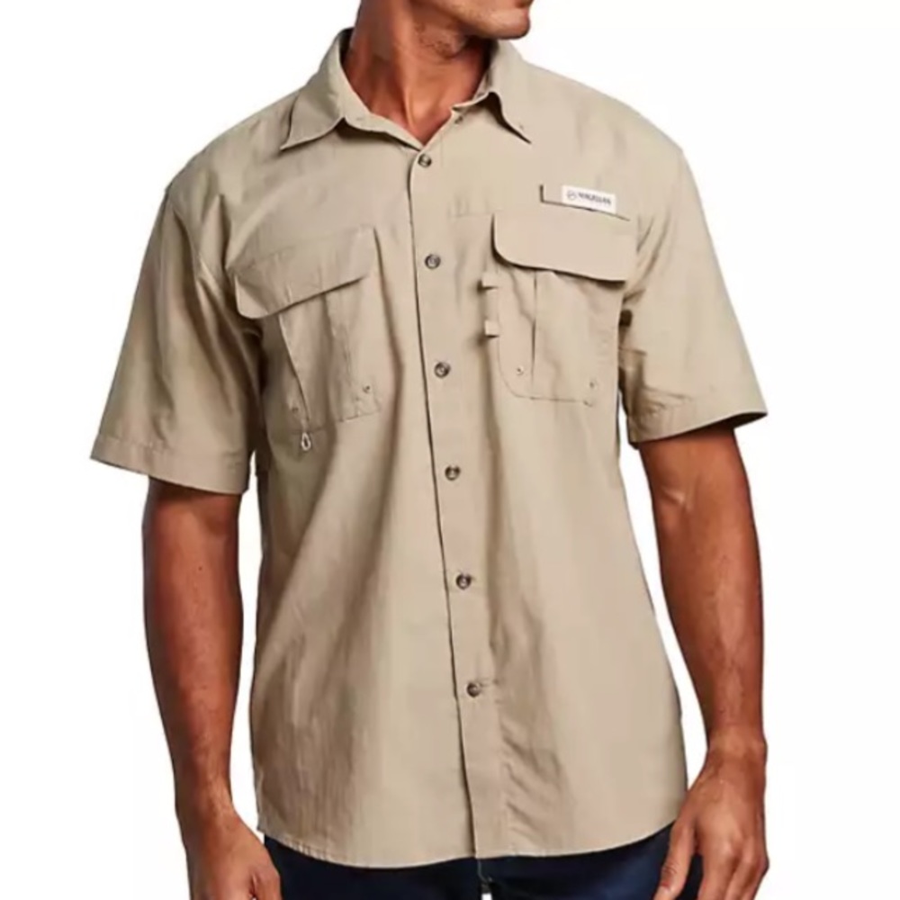 Magellan Outdoors Men’s Laguna Madre Solid Short Sleeve Fishing Shirt Sz: L